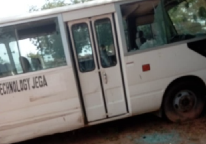 One of the vandlised vehicles by the students of the College of Health Sciences and Technology in Jega